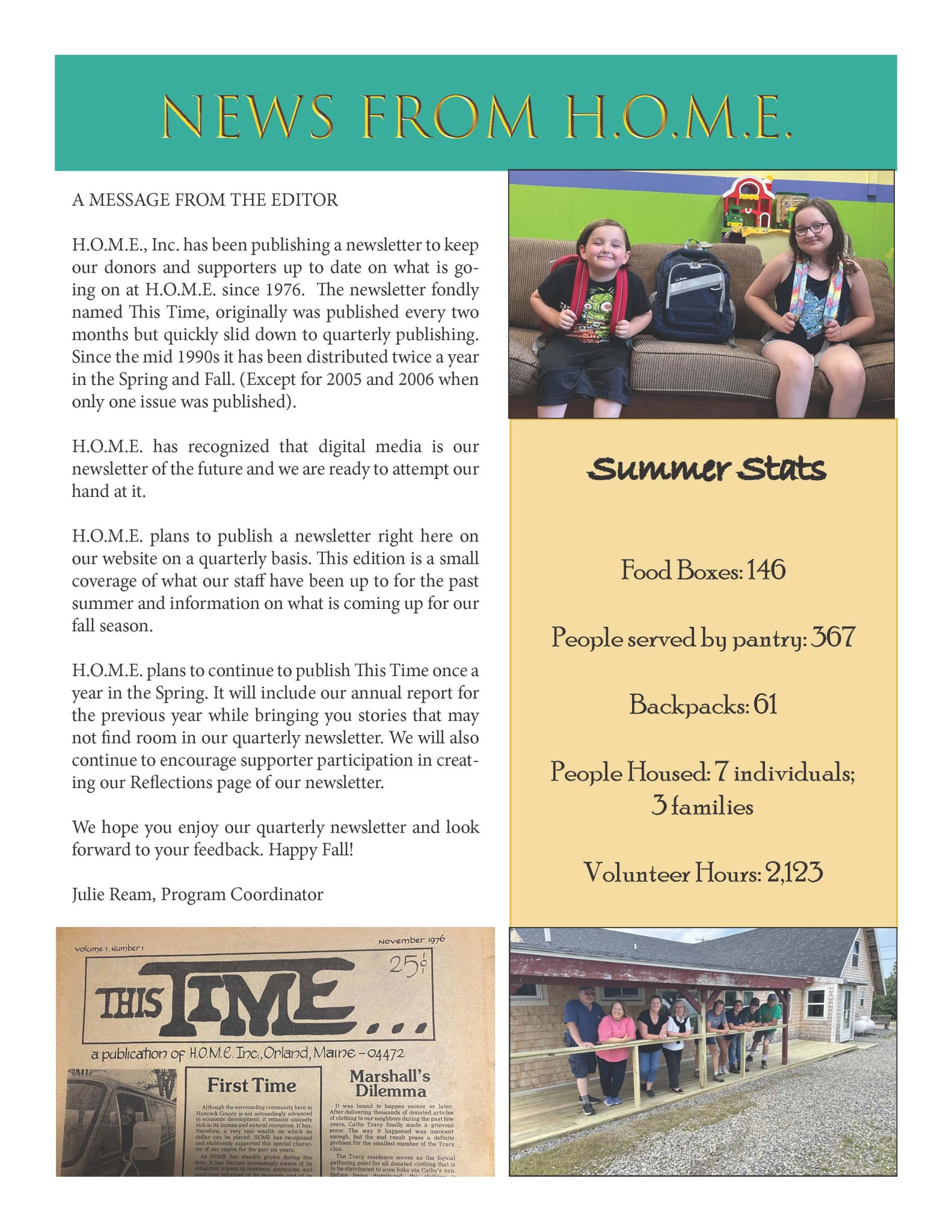 SUMMER NEWSLETTER 2023 – H.O.M.E. Inc. "Serving first those who suffer ...